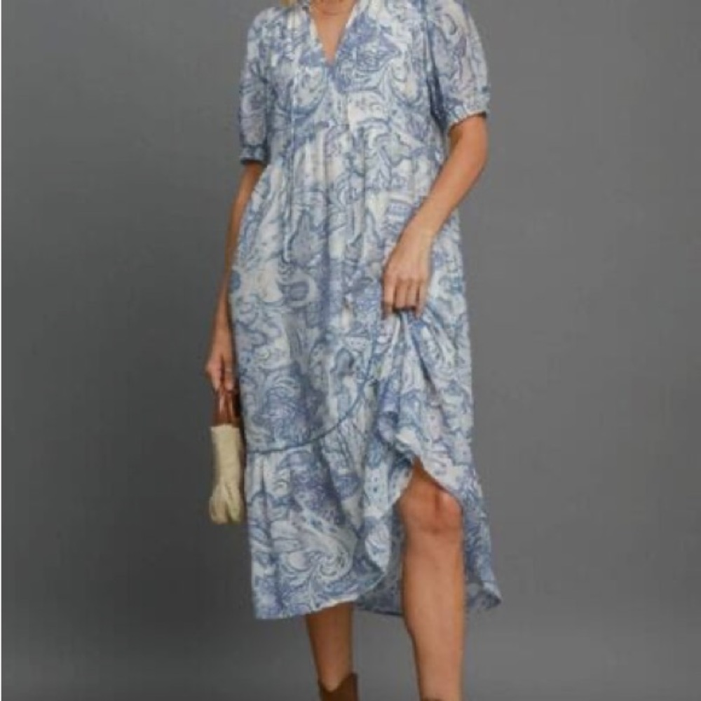Umgee Blue Paisley Maxi Dress